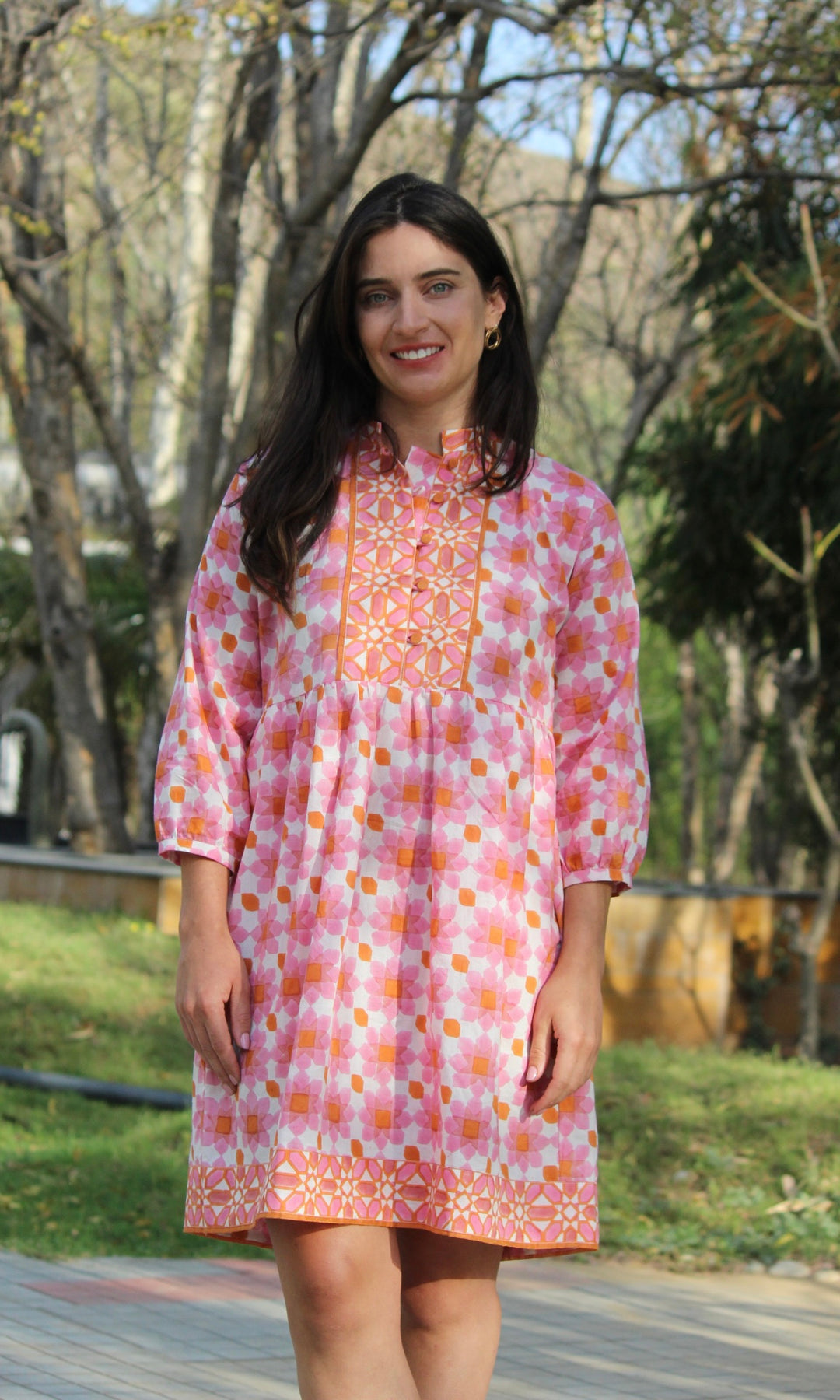 daylily dress pink Marchesa Daylily Cotton-Blend Midi-Dress