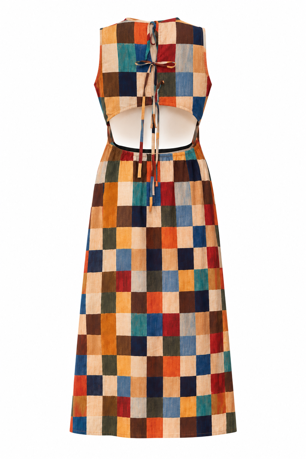 Checkered Open Back Dress