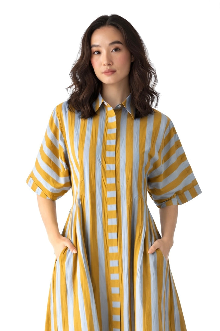 Golden Stripe Midi dress