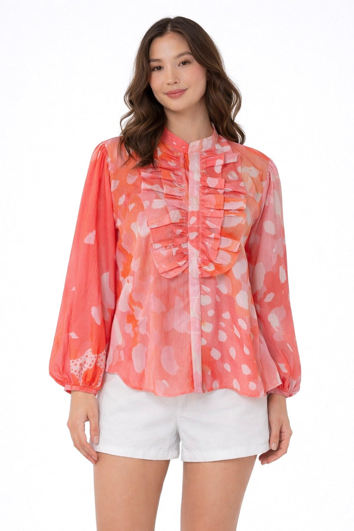 Coral Ruffle Muse Shirt