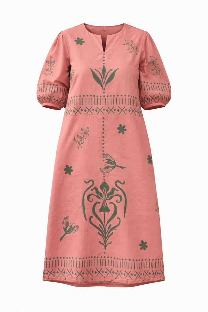 Ruffled Midi Pink Dress