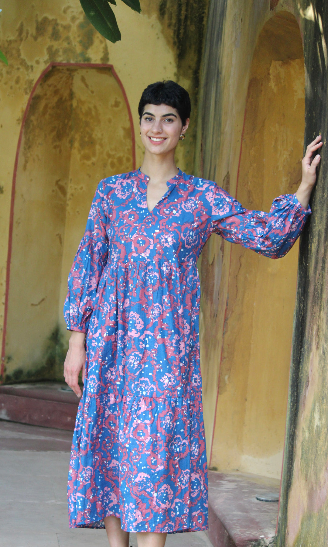 blue lagoon dress Blue Lagoon Tropical Maxi Dress Blue Palm Print Summer Dress LARGE