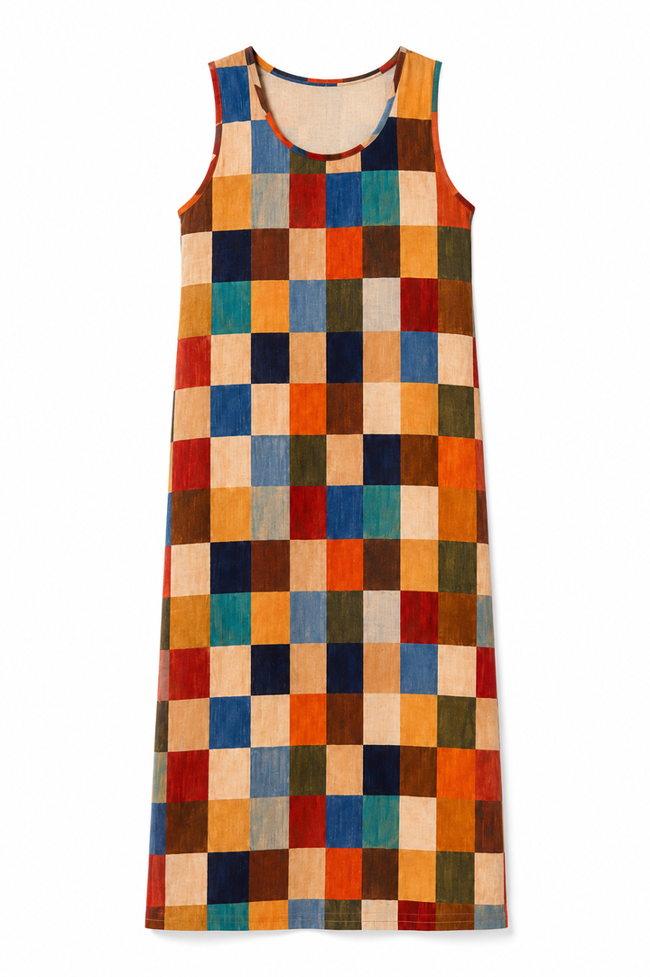 Checkered Open Back Dress