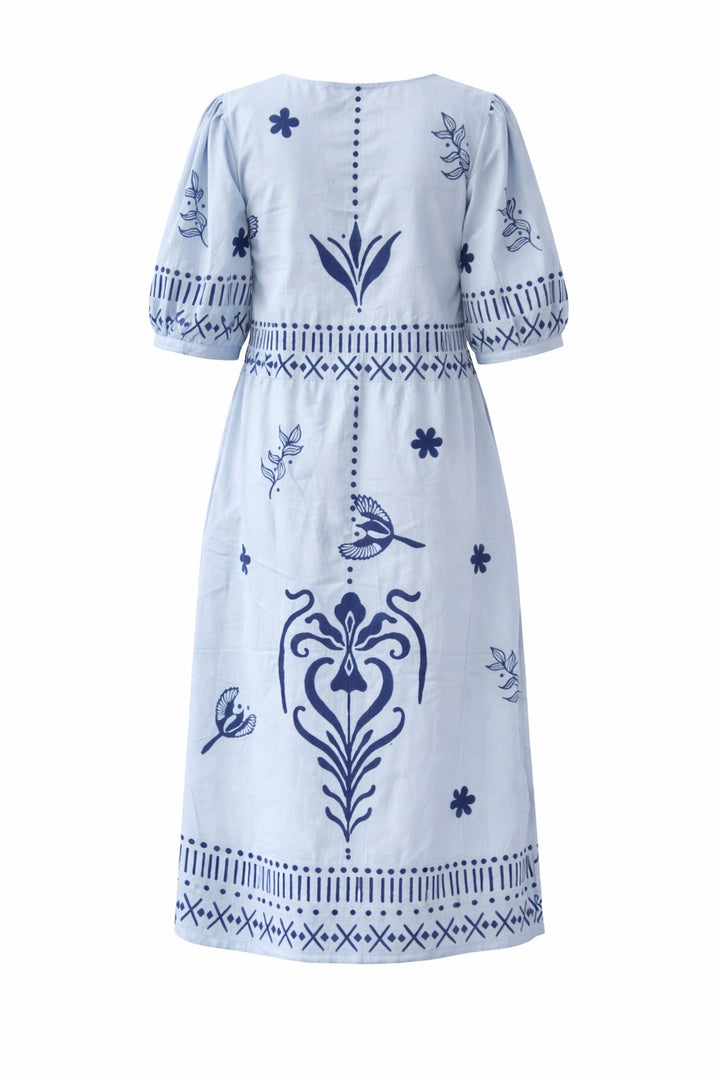 Ruffled Blue Midi Dress