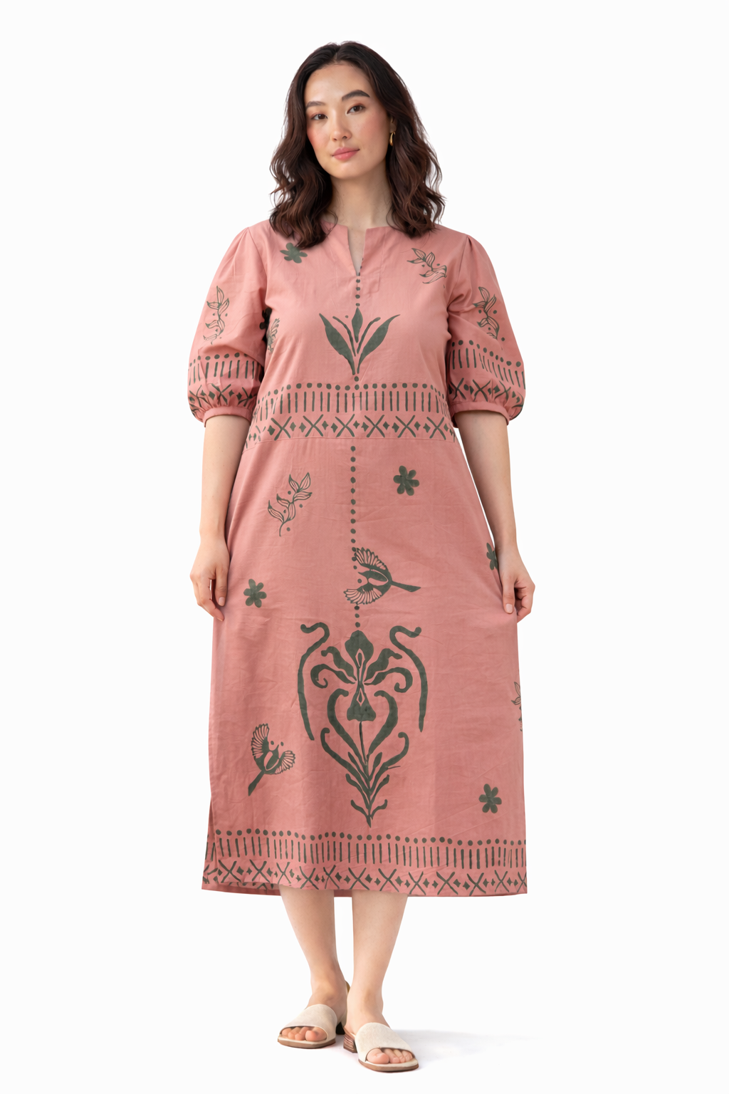 Ruffled Midi Pink Dress