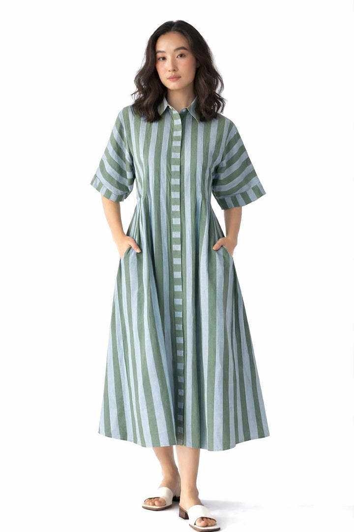 Sage stripe Dress