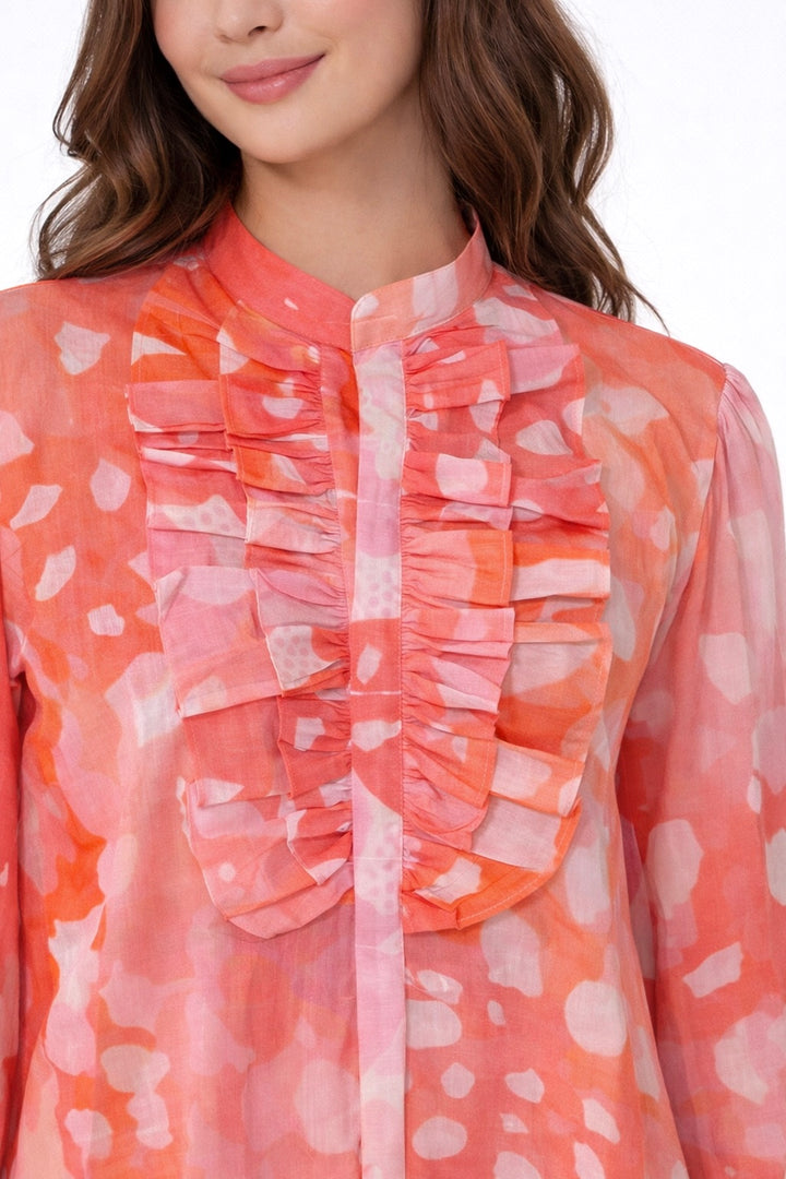Coral Ruffle Muse Shirt